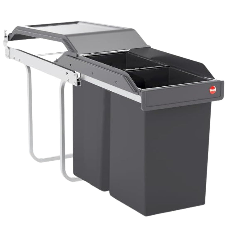 Hailo Tandem Küchen-Abfalleimer, Plastik, Grau, One