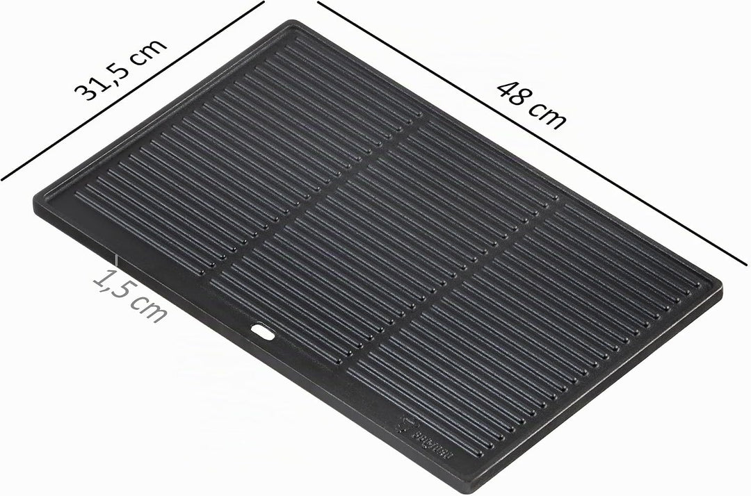 BBQ-Toro Gusseisen Grillplatte | 48 x 31,5 cm | Wendeplatte, beidseitig verwendbar | Rechteckig, Uni