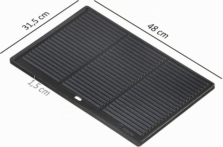 BBQ-Toro Gusseisen Grillplatte | 48 x 31,5 cm | Wendeplatte, beidseitig verwendbar | Rechteckig, Uni