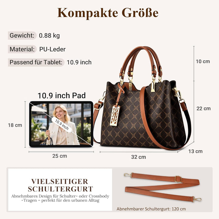 DIRRONA Damen Handtasche Mittel Schultertasche Casual Umhängetasche PU Leder Tasche Shopper Party To