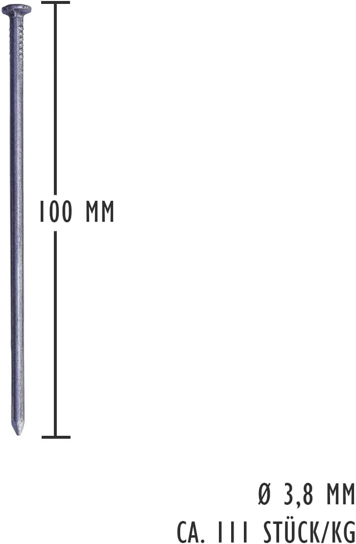siwitec Drahtstifte feuerverzinkt, 5 kg, 3,8 x 100 mm, Bau- und Tischlerstifte, universell einsetzba