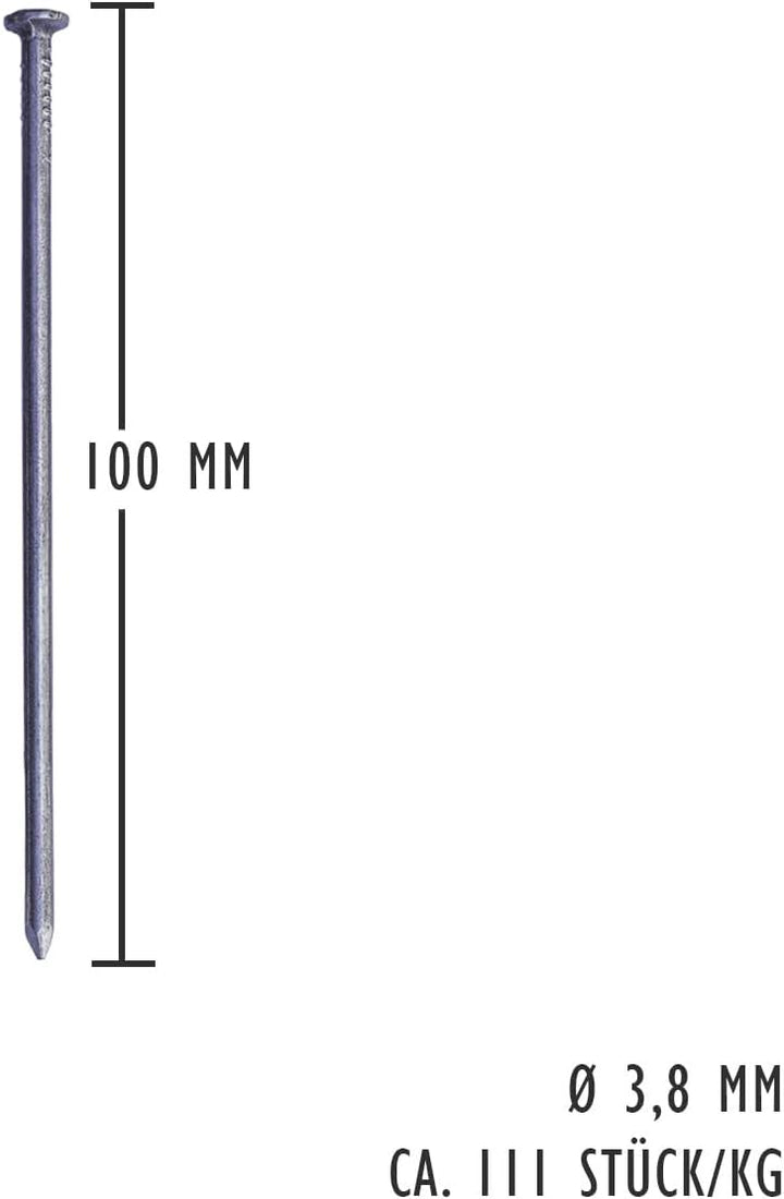siwitec Drahtstifte feuerverzinkt, 5 kg, 3,8 x 100 mm, Bau- und Tischlerstifte, universell einsetzba