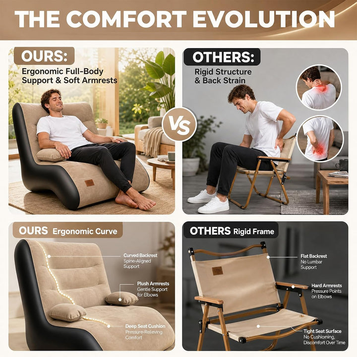 Aufblasbares Sofa mit Armlehne, wasserdicht, tragbar, für Camping