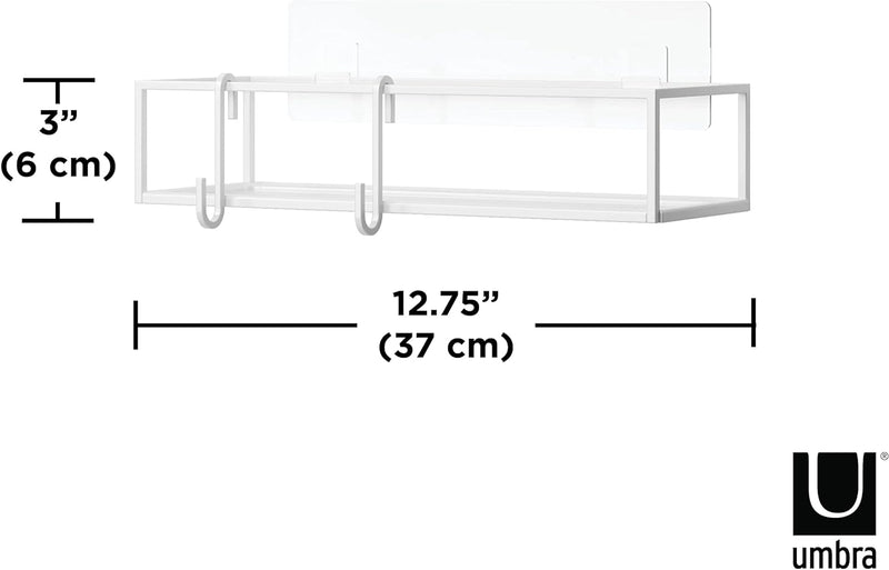 Umbra Cubiko Duschablage, Duschregale ohne Bohren mit Haken, Weiss, 2er-Set Weiss Duschkorb, Weiss D