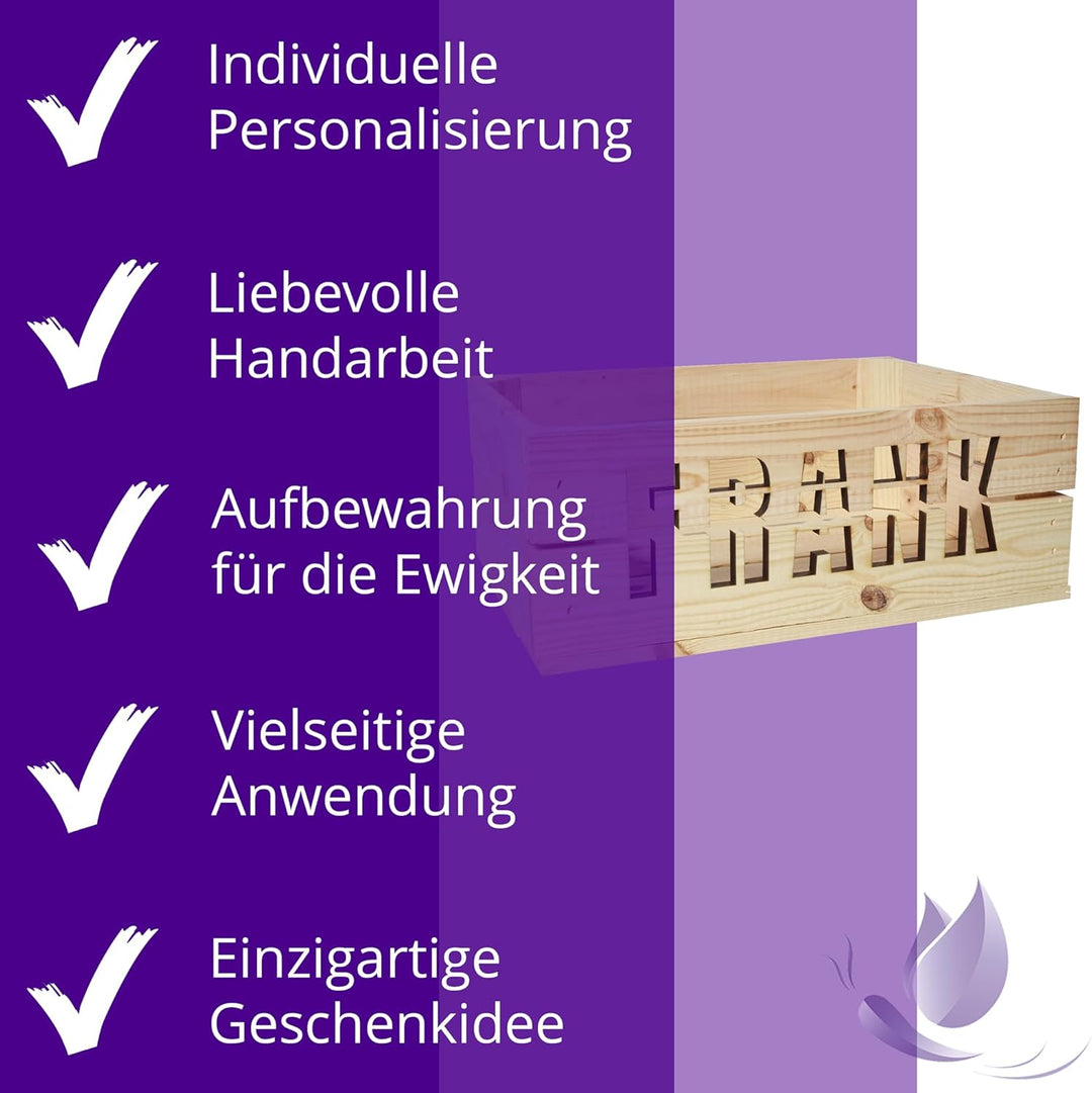 Holzkiste Personalisiert mit Buchstaben für jeden Anlass - Präsentkorb leer Geburtstag Hochzeit Absc