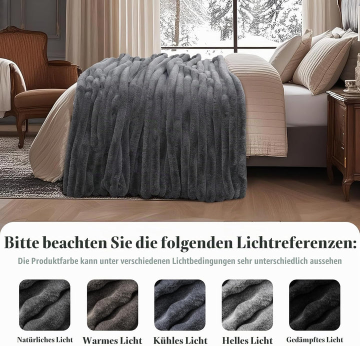 Lanqinglv Kuscheldecke Flauschig Decke Grau,Dicke Kuscheldecke Plüsch Flanell Decke,Weiche Warme Win