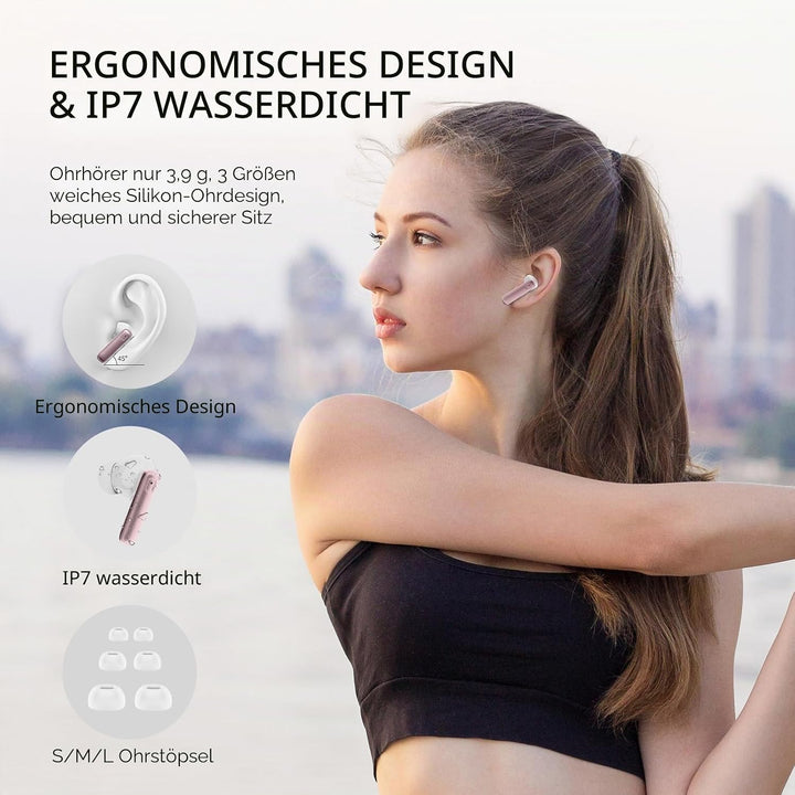 Bluetooth Kopfhörer, Kopfhörer Kabellos Bluetooth 5.3 mit HD Mic Stereo HiFi, In Ear Kopfhörer 40H S