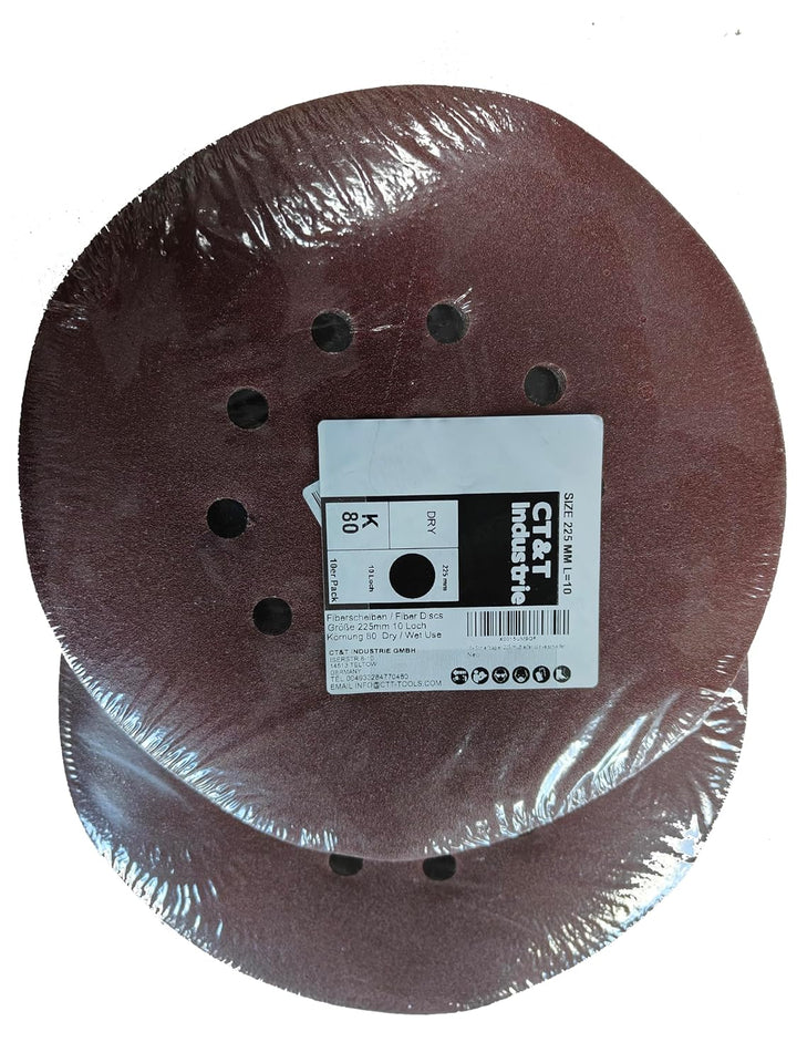 Schleifpapier 225 mm 10 Loch Körn. 40-180 Schleifblatt mit Klettbelag für Trockenbauschleifer Winkel