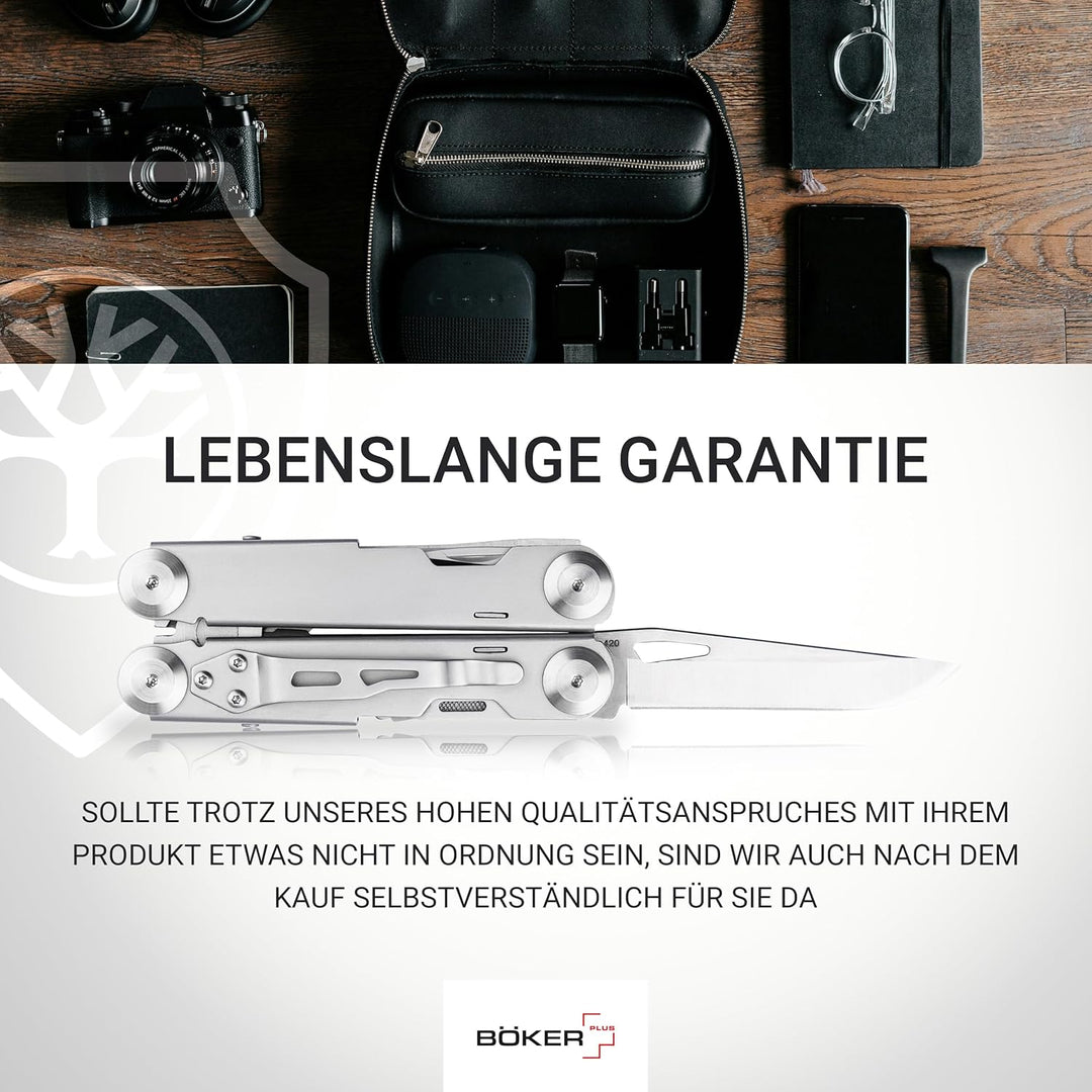 BÖKER PLUS® Specialist Pro - EDC Muti-Tool mit Clip &amp; Gürtel-Tasche - Edelstahl Multifunktions-Werkz