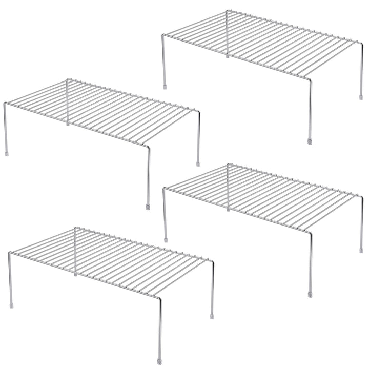IPEGTOP Küche-Schrank-Organisator, Set von 4 grossen (40 x 24 cm) rostfreien Edelstahl-Gitternregale