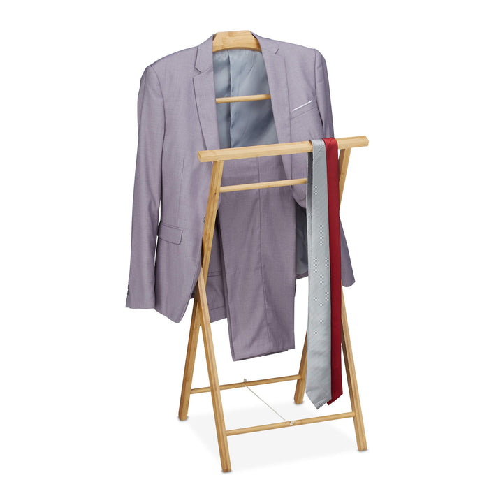 Relaxdays Stummer Diener, Bambus, klappbar, für Bad & Schlafzimmer, Herren & Damen, Herrendiener HBT
