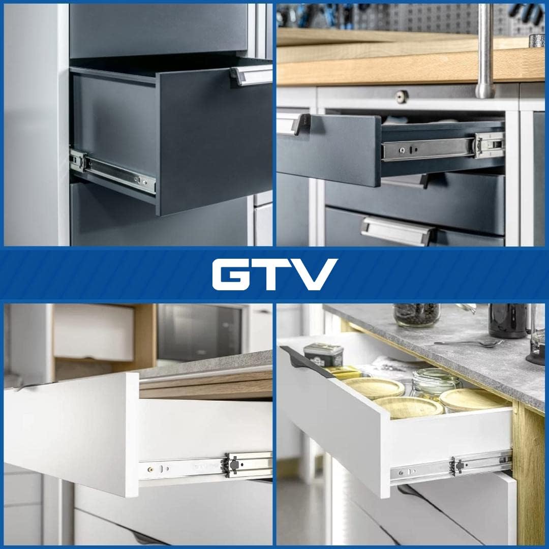 GTV H53 Schubladenschienen Vollauszüge Schubladenauszüge - 53.9 x 1100 mm - 2 mm Starken Verzinkt St