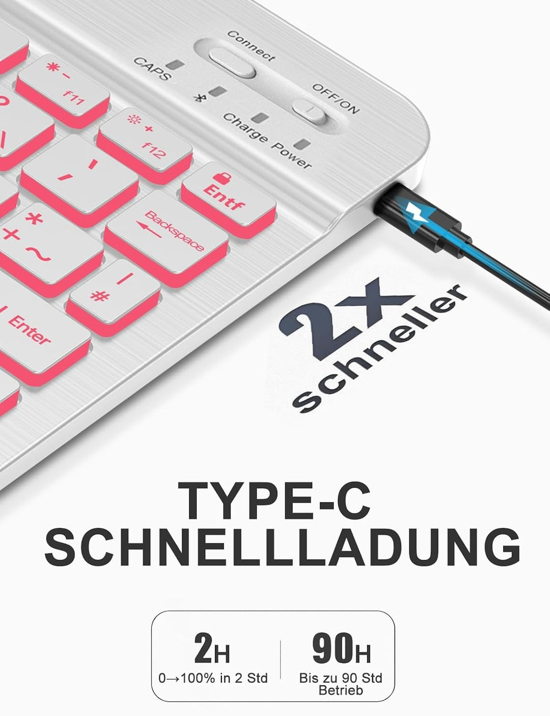 JADEMALL Für iPad A16 11./10. Gen Tastaturhülle mit Beleuchtung QWERTZ | Für iPad A16 Hülle mit Tast