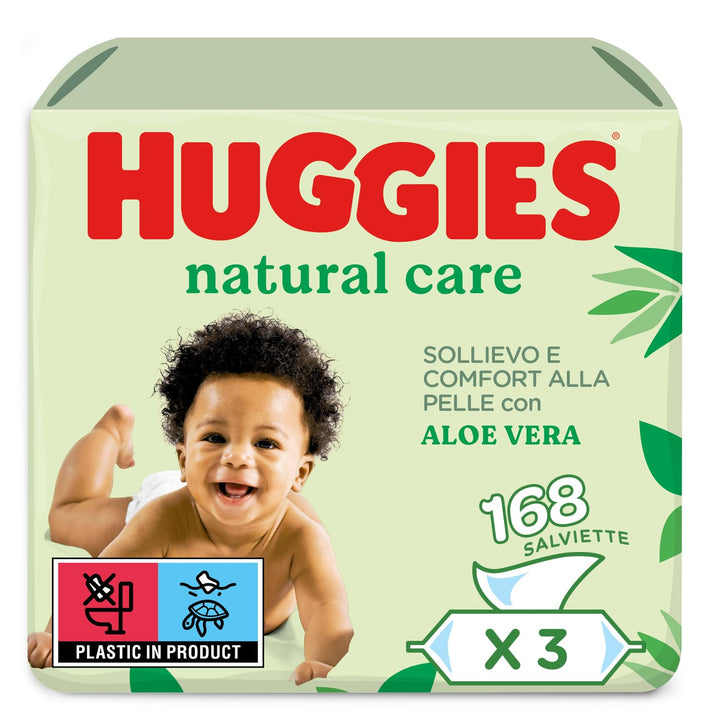 Huggies Natural Care Babytücher, 3 Packungen à 56 Stück (168 Tücher)