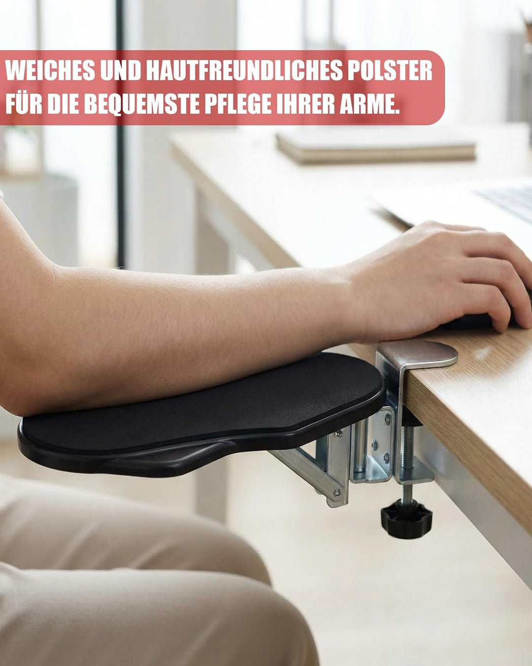 Ergonomische Armlehnenstütze Handgelenkauflage: Armstütze Schreibtisch 90° Faltbare und 180° Drehbar