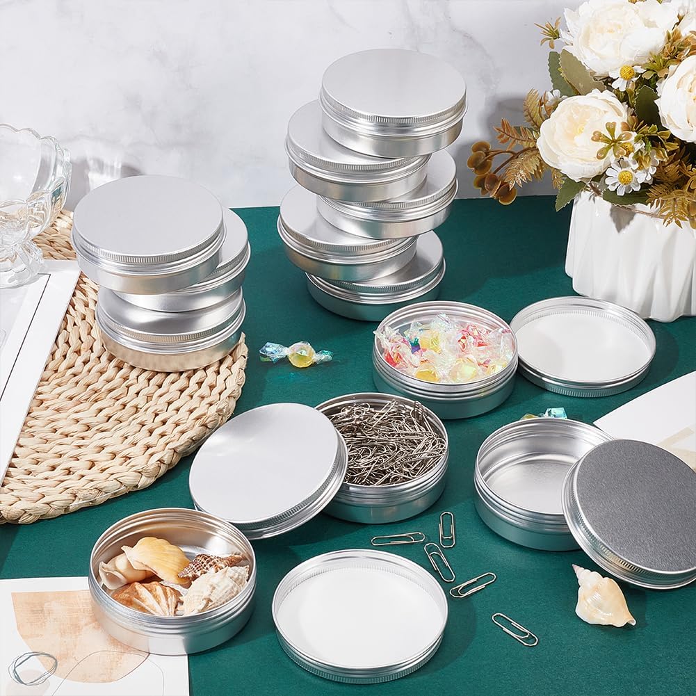 BENECREAT 12 Stücke 100 ml Aluminium Zinn Gläser, Runde Aluminium Blechdosen Kosmetische Behälter mi