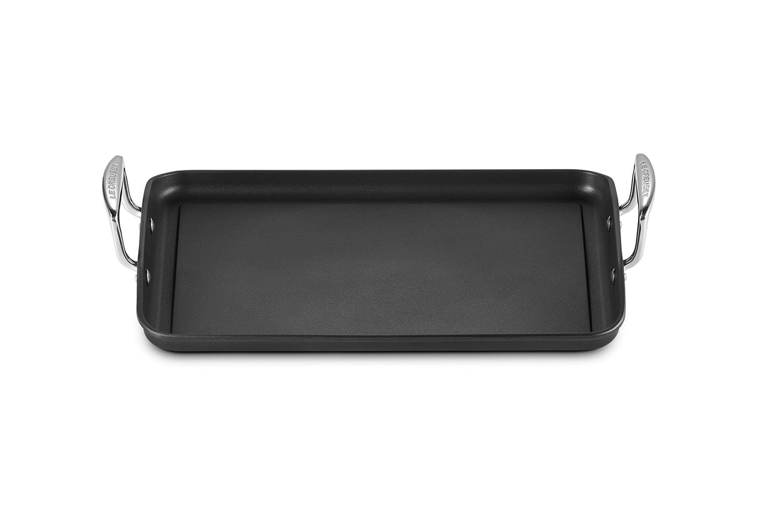 LE CREUSET Aluminium-Antihaft Grillplatte, 35 cm, Ohne Rillen, Für alle Herdarten inkl. Induktion ge