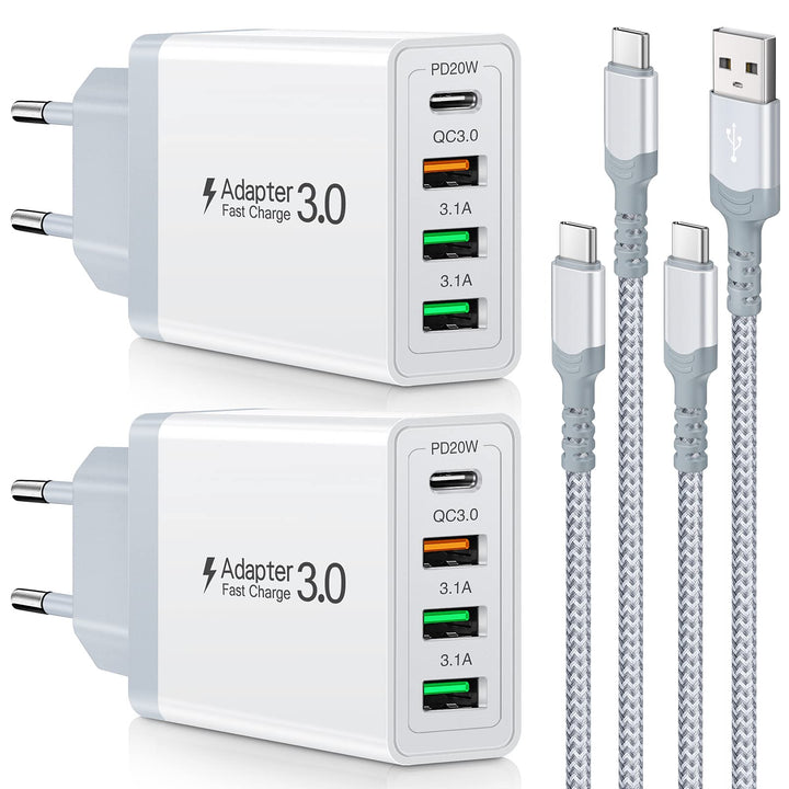 2 Stück 35W Ladegerät [4-Port Upgrade], Acezeek Schnellladegerät USB Stecker mit Wandladegerät mit 2