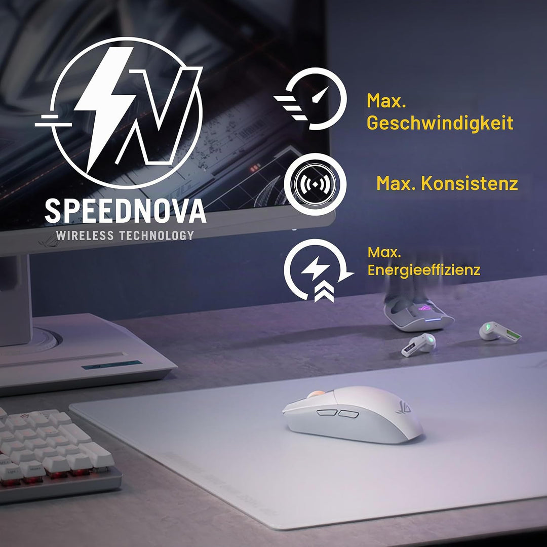 ASUS ROG Strix Impact III Wireless White Gaming-Maus (optischer Sensor ROG AimPoint, ROG SpeedNova W