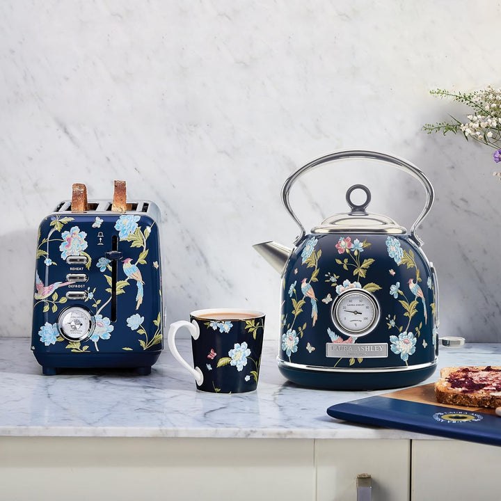 Laura Ashley Elveden Navy Kabelloser Elektrischer Wasserkocher von VQ. Edelstahl-Wasserkocher 1.7 Li