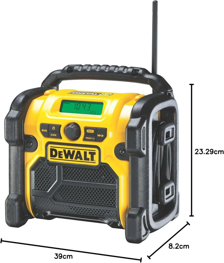 DeWalt Akku- und Netz-Radio/ Baustellen-Radio (DAB(DAB(+)/FM Stereo/FM, für 10,8 - 18 V, 3.5 mm Aux