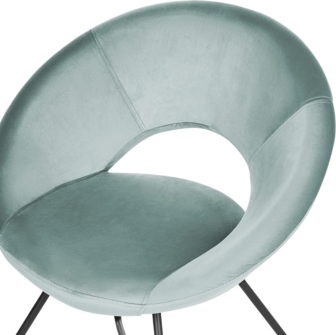 Sessel rund Samt grün mit schwarzem Metallgestell Kufen Glamourös Retro Rachel