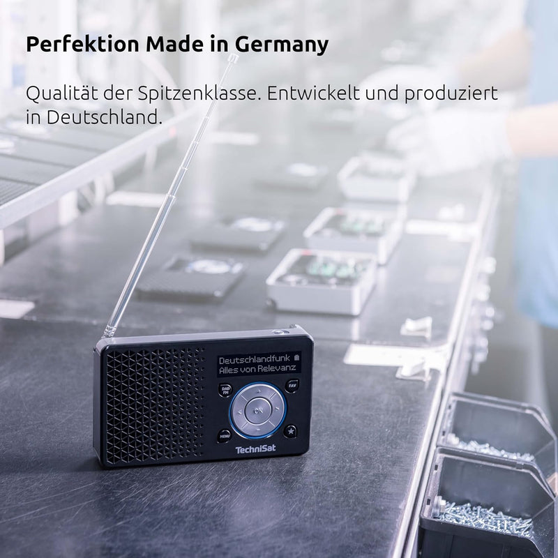 TechniSat DIGITRADIO 1 – Tragbares DAB+ Radio mit Akku (DAB, UKW, Lautsprecher, Kopfhöreranschluss,