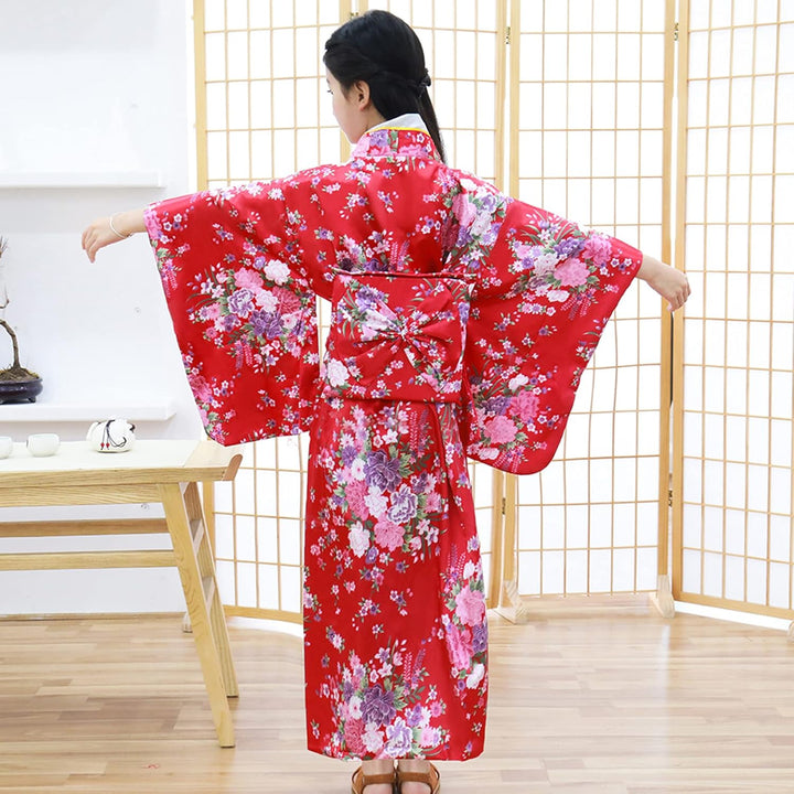 KRUIHAN Kimono Kinder,Satin Kimono Kleid,Kimono Morgenmantel Japanisch Kinder,Halloween Kostüm Mädch