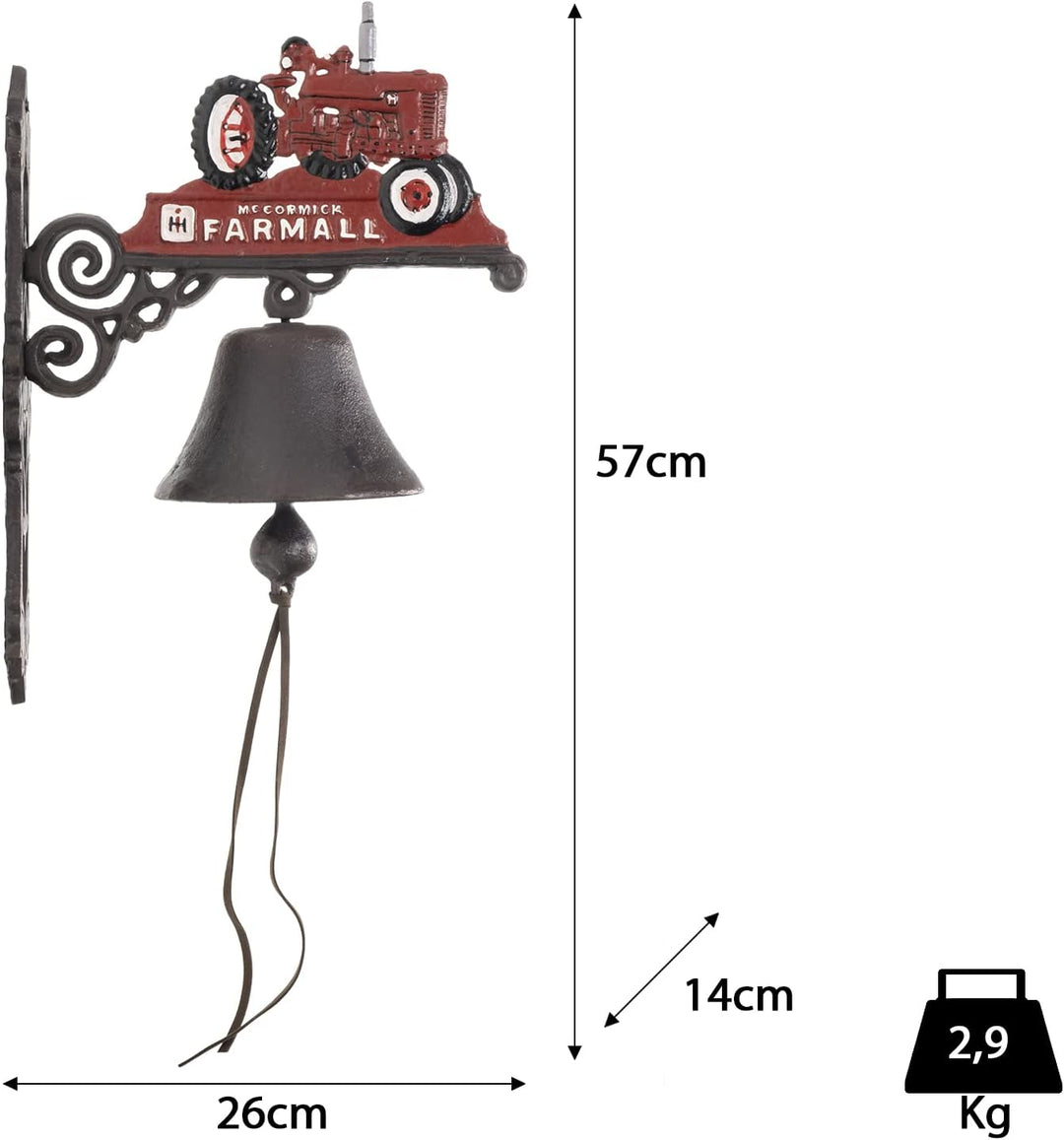 Moritz Deko Glocke Trecker Rot 57 x 14 x 26 cm I Wandglocke I Glocke Haustür I zum Aufhängen I Türgl