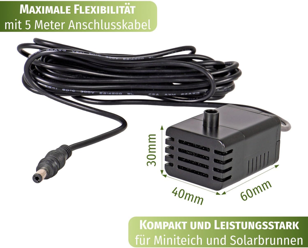 kleine Solarpumpe mit Akku LED Springbrunnen mini Pumpe für Miniteich Wasserspeier Frosch Solar Brun