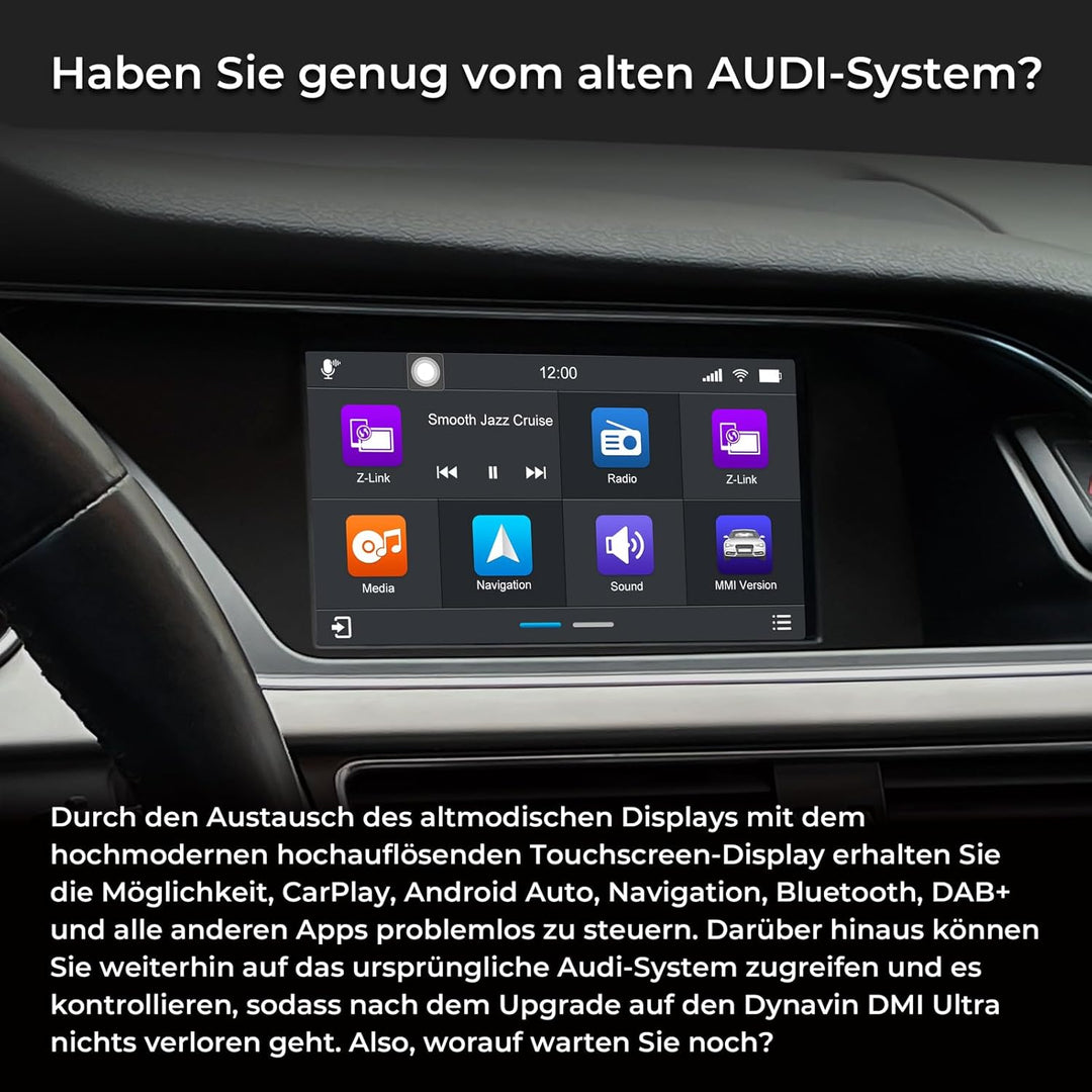 DYNAVIN Android Autoradio Navi für Audi A4 A5 Q5 S4 S5 mit MMI 3G / 3G+ Radio, 7 Zoll Radio mit Wire