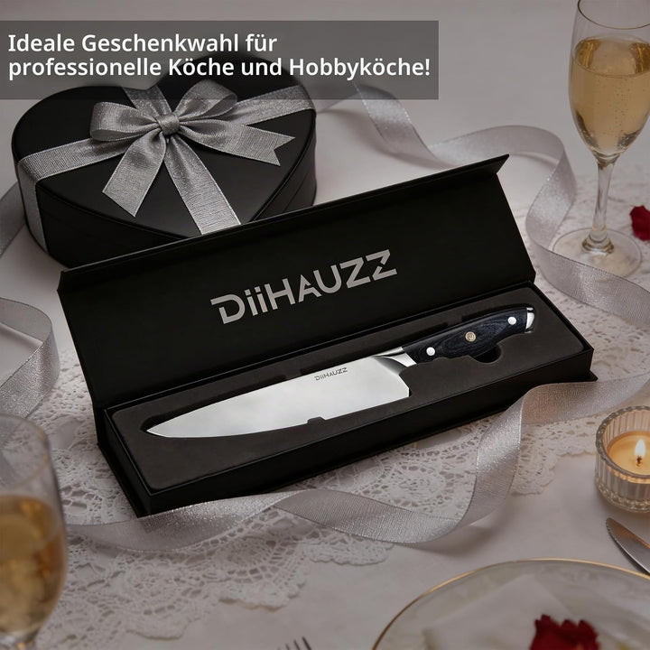 Kochmesser, 20 cm Klingenlänge Küchenmesser, Profi Fleischmesser aus Rostfreiem Edelstahl 5Cr15MoV,