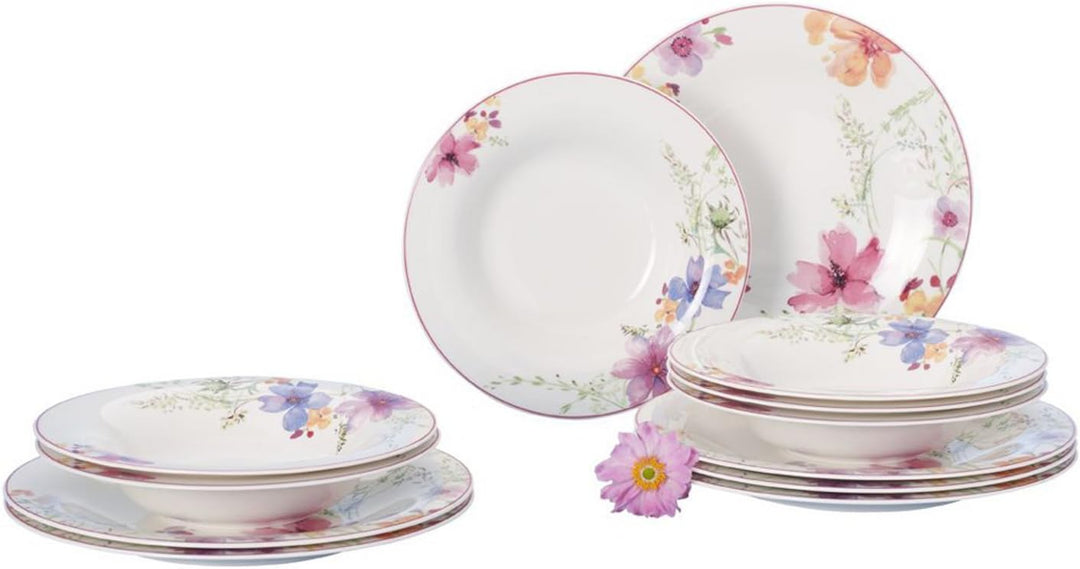 Villeroy & Boch 1041007609 Gechirr-Service, Porzellan, floral, 34,8 x 19,7 x 32,4 cm, 12 Einheiten T