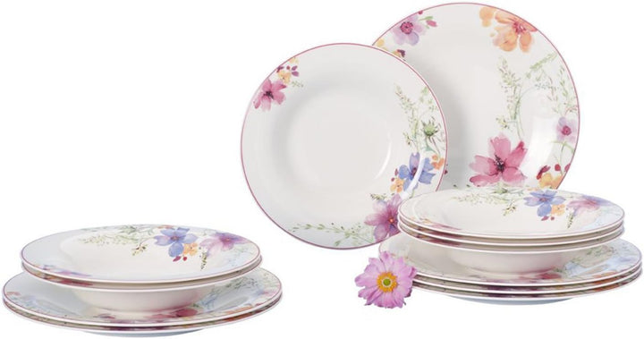 Villeroy & Boch 1041007609 Gechirr-Service, Porzellan, floral, 34,8 x 19,7 x 32,4 cm, 12 Einheiten T