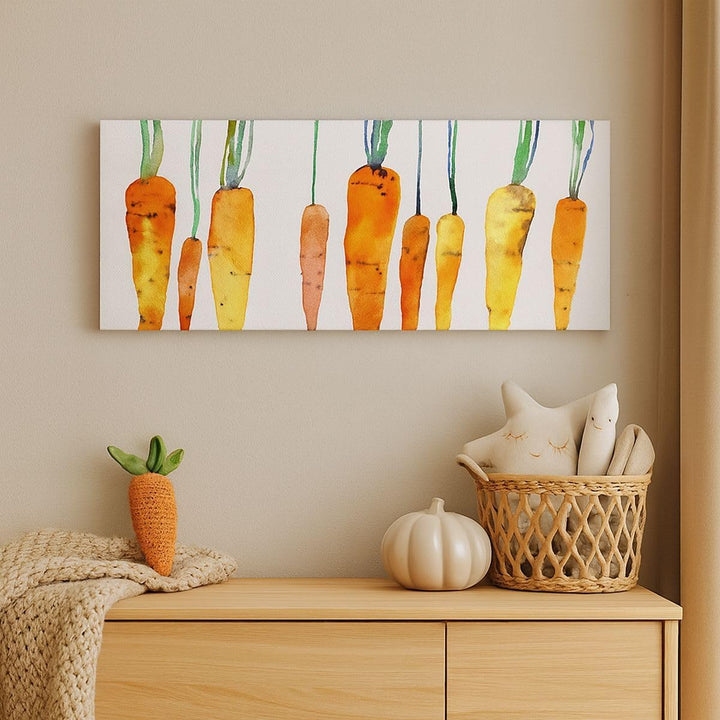 Panorama Bilder auf Leinwand 100x40cm Leinwandbild mit Rahmen Karotte Gemüse Gross Wanddeko Bild Sch