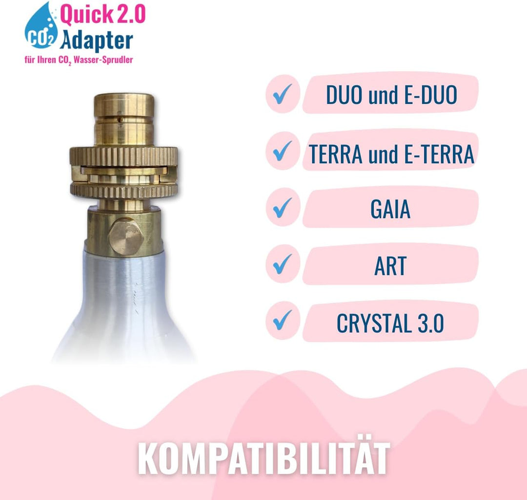 Quick-Adapter 2.0 für CO2 Wassersprudler - KEIN Umbau nötig - kompatibel mit gängigen Sprudlern DUO,