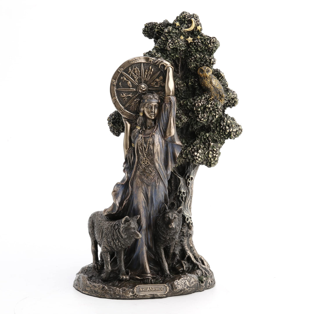 Veronese Design Statue Arianrhod Die Göttin des Schicksals, Kaltguss, Kunstharz, Antik-Bronze, 24 cm
