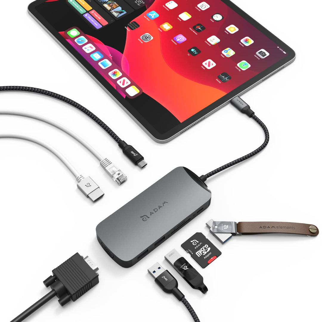 ADAM elements CASA Hub X VGA 10-in-1 | Apple MacBook & USB-C Notebooks | grau | AAPADHUBXGY