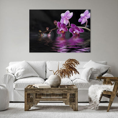 Bilder auf Leinwand 100x70cm Leinwandbild Asien exotisch orchidee blume Gross Wanddeko Bild Schlafzi