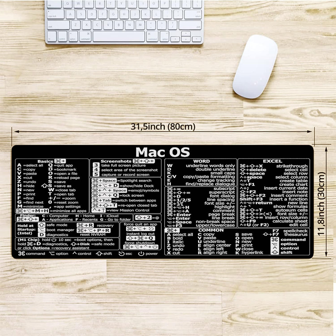 DESIGNFULLPRINT Mac OS Shortcuts, Excel Shortcuts Spickzettel, Mac OS (M1 + Intel) + Word/Excel (für