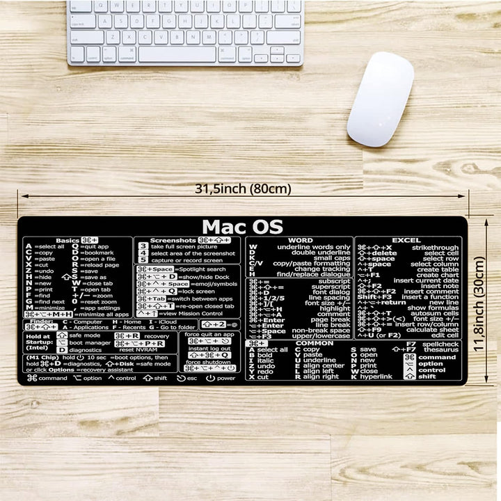 DESIGNFULLPRINT Mac OS Shortcuts, Excel Shortcuts Spickzettel, Mac OS (M1 + Intel) + Word/Excel (für