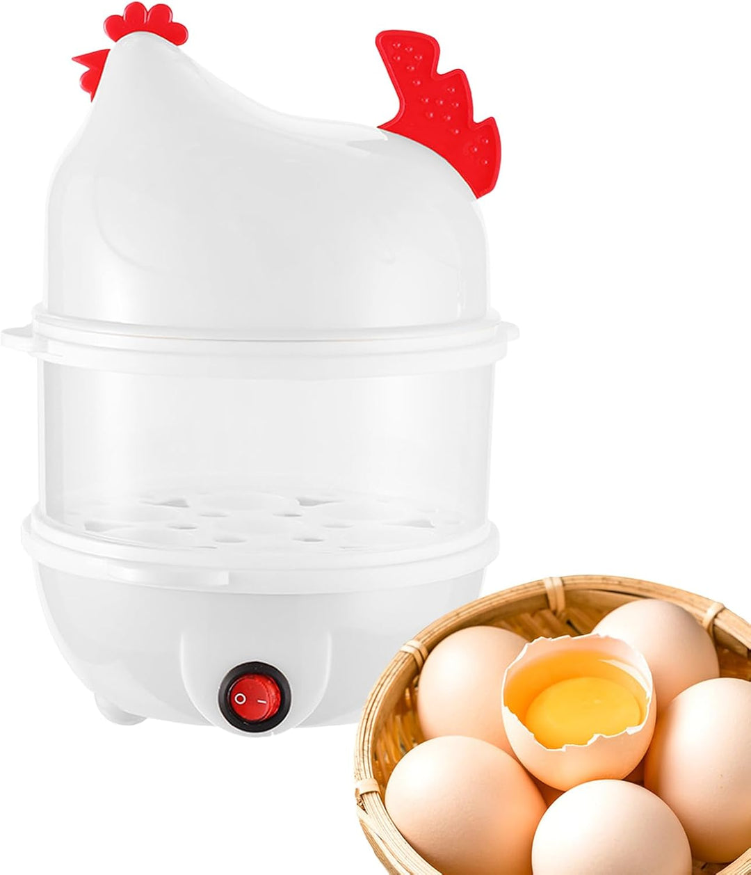 Eierkocher, mit 2 Einsätzen, Grosser Hühner-Design Eierkocher Für Frühstück Mittagessen Abendessen K