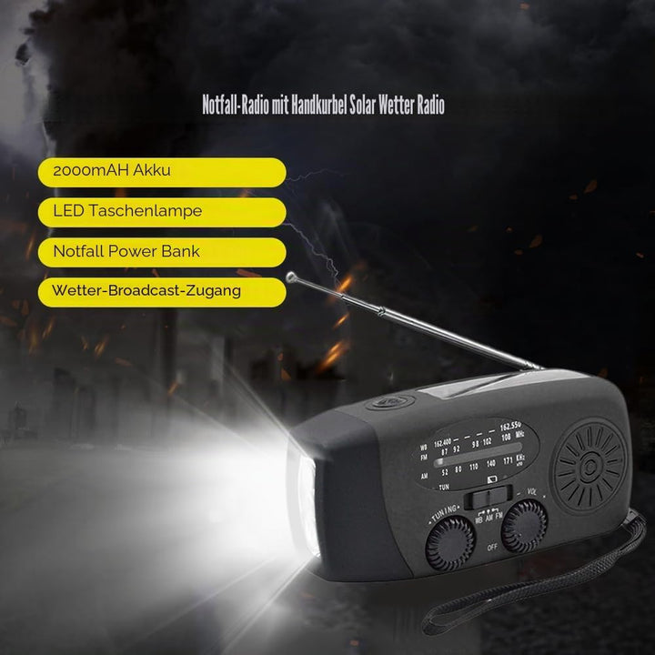 Notfall-Handkurbelradio mit LED-Taschenlampe für Notfälle, tragbares AM/FM-NOAA-Wetterradio, Dynamor