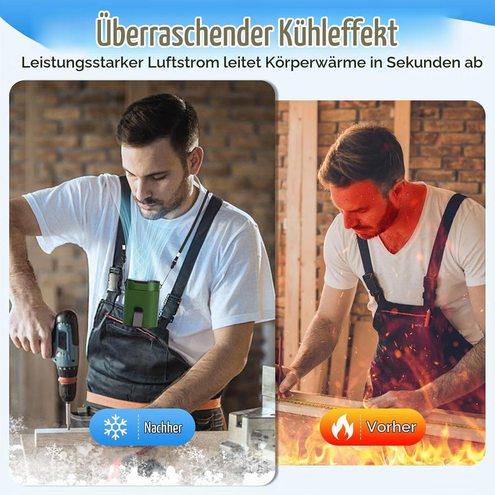 Tragbarer Ventilator Akku, Klein T Shirt Ventilator mit Clip, Aufladbarer Waist Fan on Belt, Turbo G