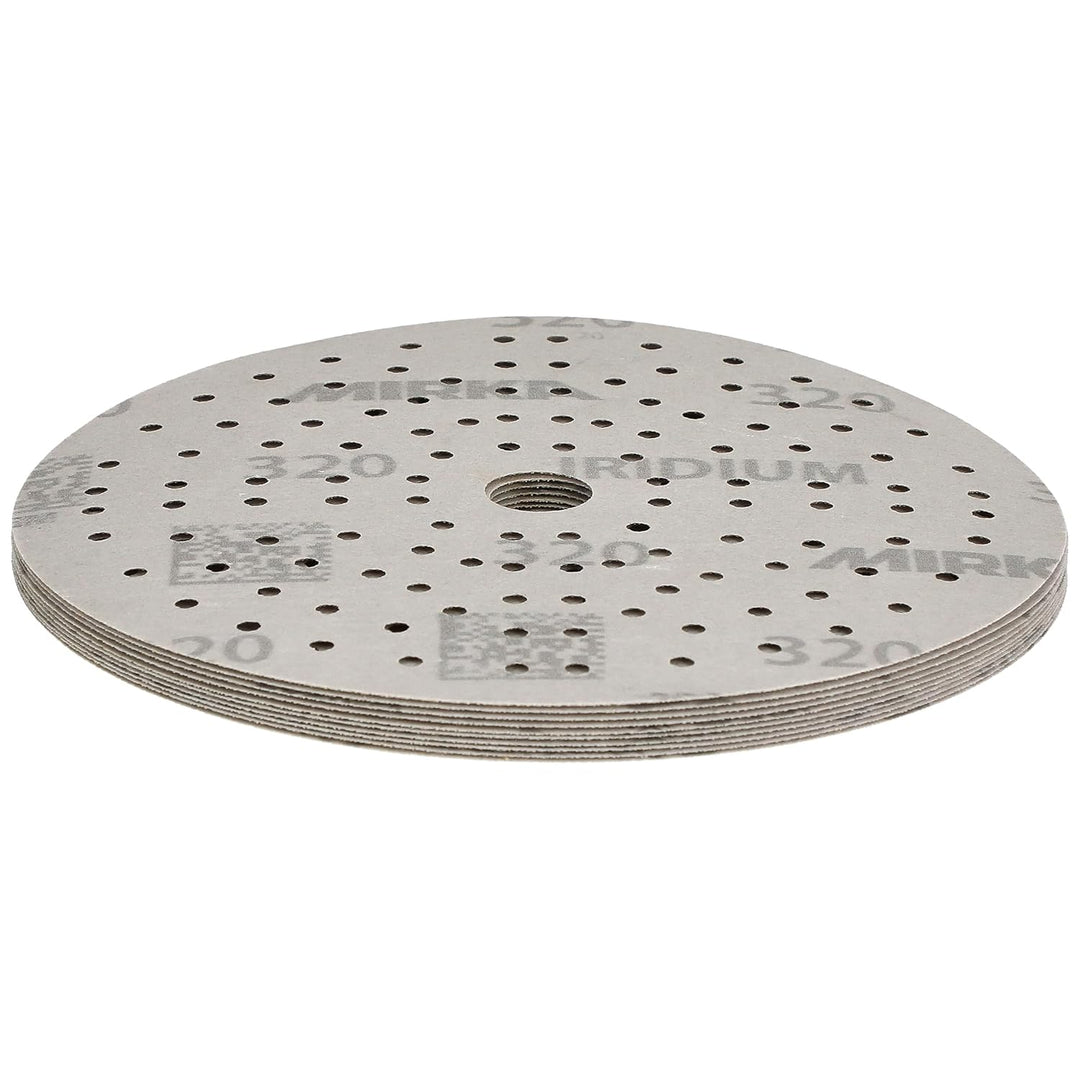 Mirka Iridium Premium-Schleifpapier Ø 150mm Klett 121-Loch, Korn 320, 10 Stk/Zum Schleifen von Lack,