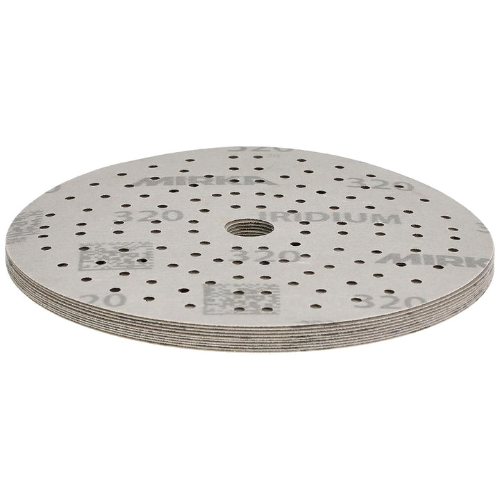 Mirka Iridium Premium-Schleifpapier Ø 150mm Klett 121-Loch, Korn 320, 10 Stk/Zum Schleifen von Lack,
