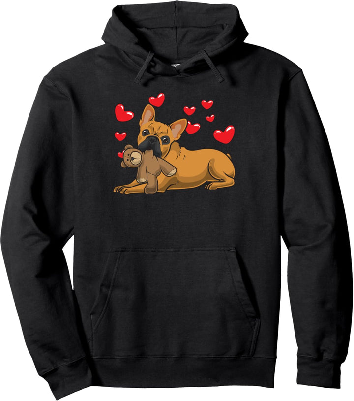 Französische Bulldogge Hund mit Plüschtier Pullover Hoodie