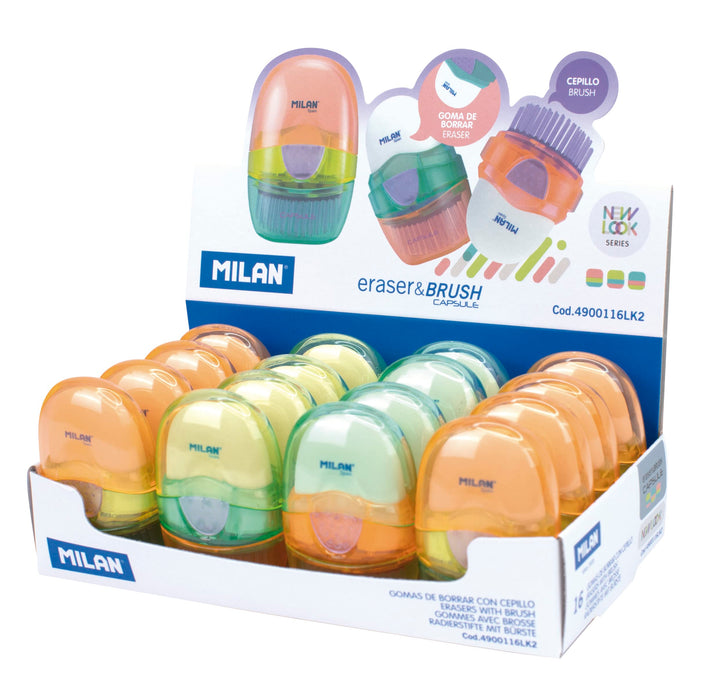 MILAN® CAPSULE Displaybox mit 16 Radiergummis, Serie New Look MILAN