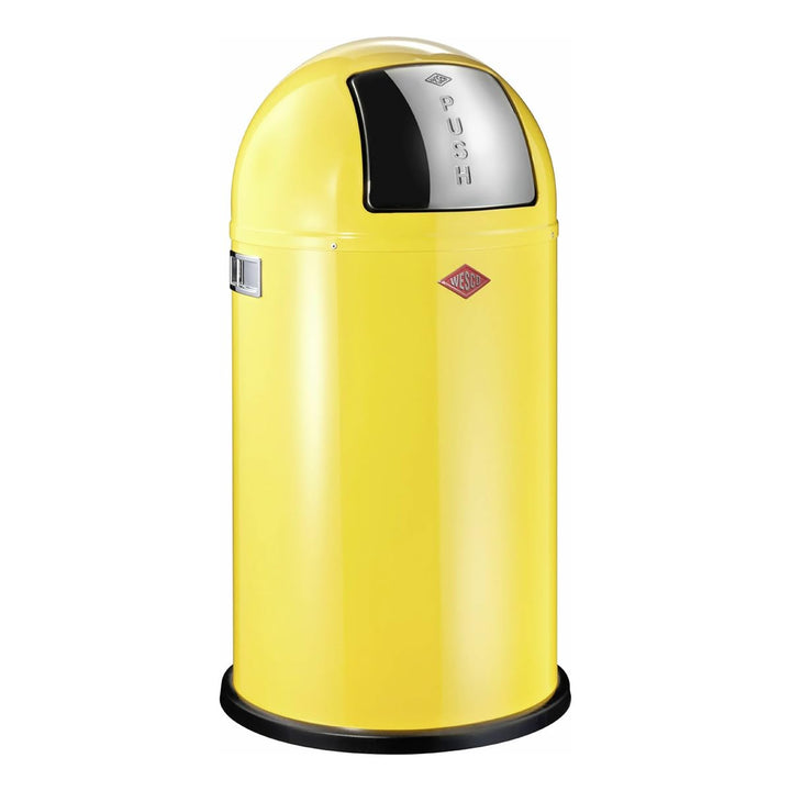 Wesco Pushboy Mülleimer in der Farbe lemon gelb, pulverbeschichtetes Stahlblech, 50 Liter Volumen, g