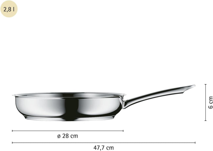 WMF Profi Bratpfanne 28 cm Induktion, Edelstahlpfanne unbeschichtet, Cromargan Edelstahl, backofenfe